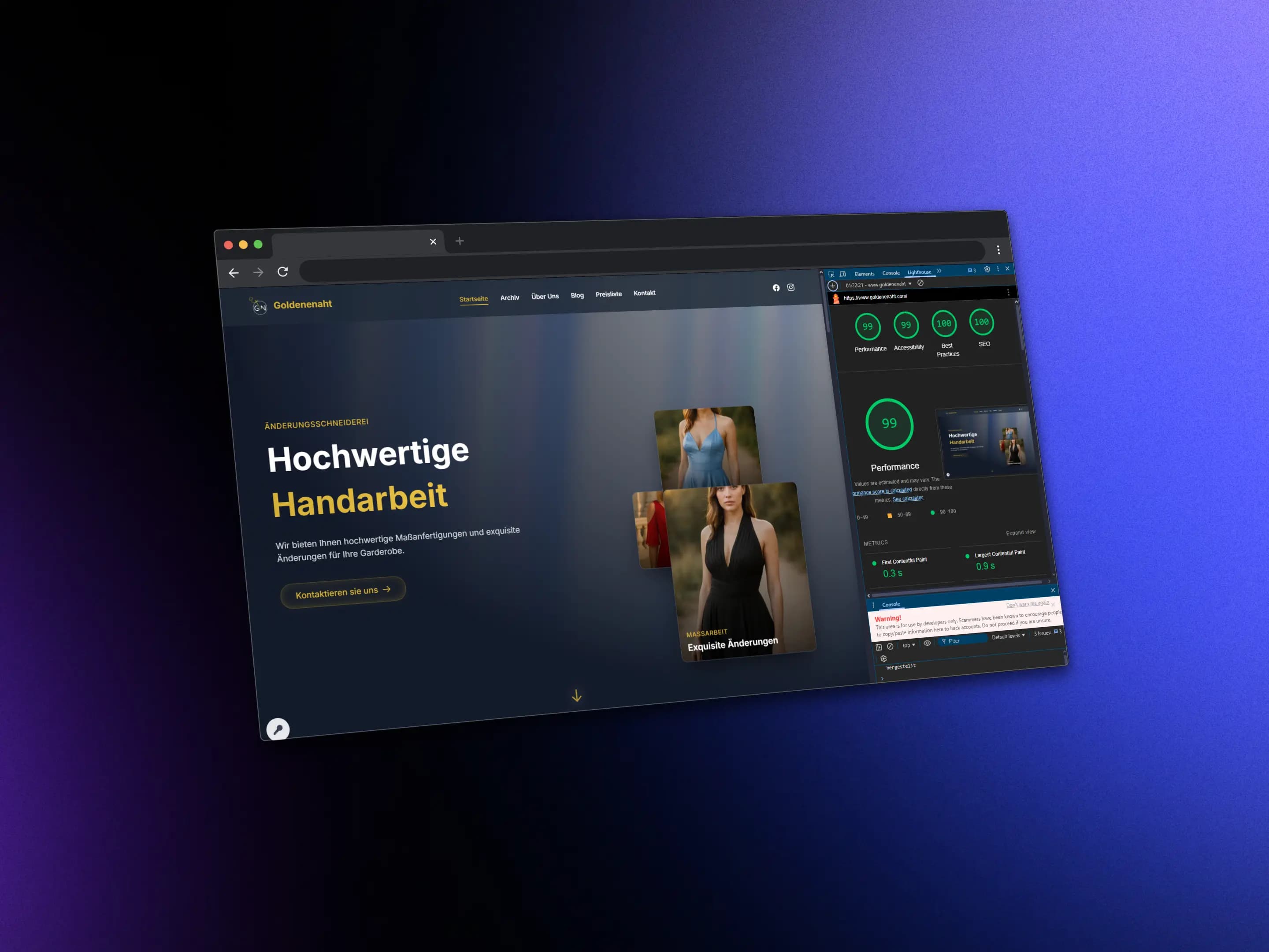 Vollständige Entwicklung der Website