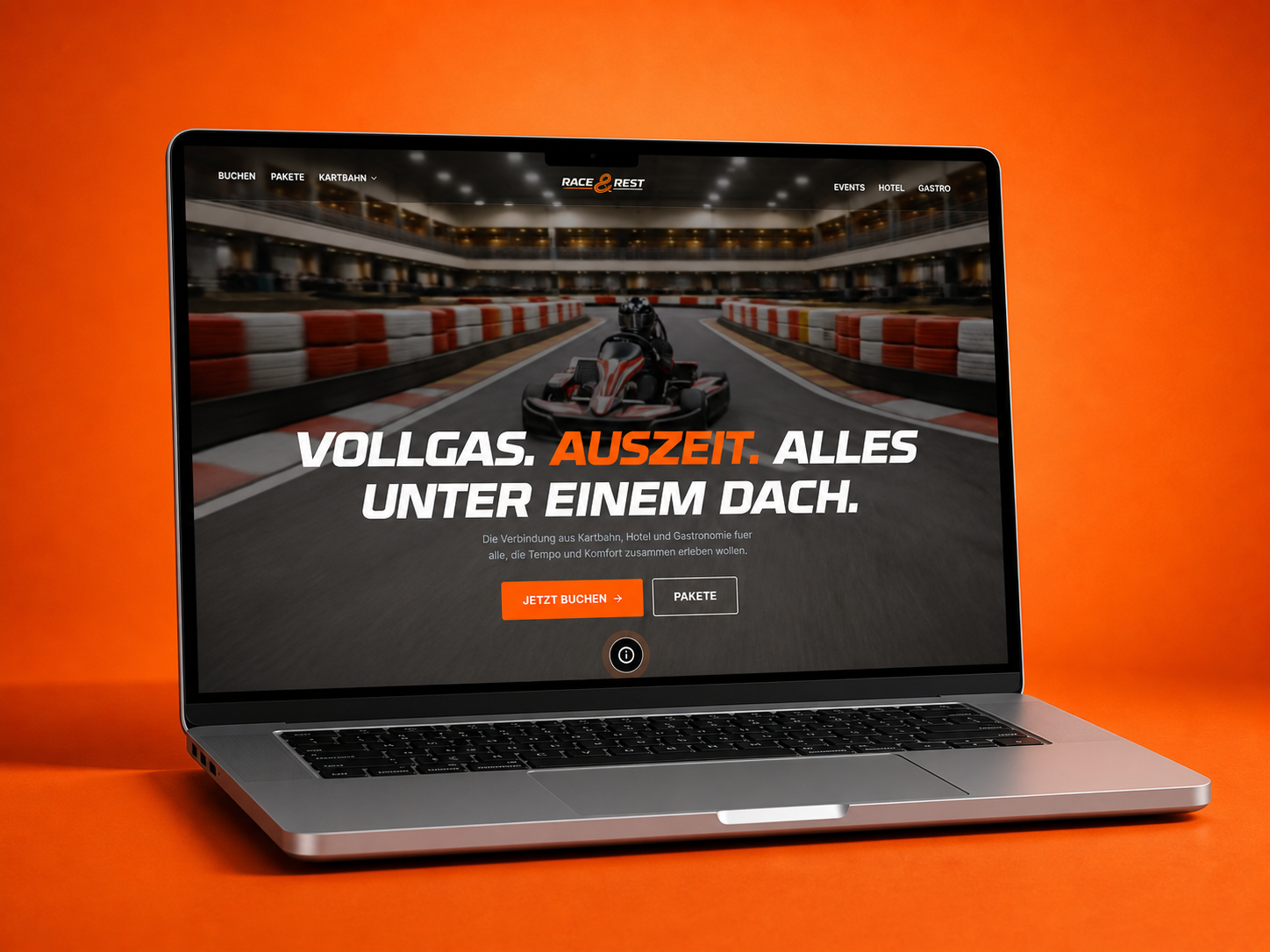 Website Race Rest – Kartbahn · Hotel & Gastronomie