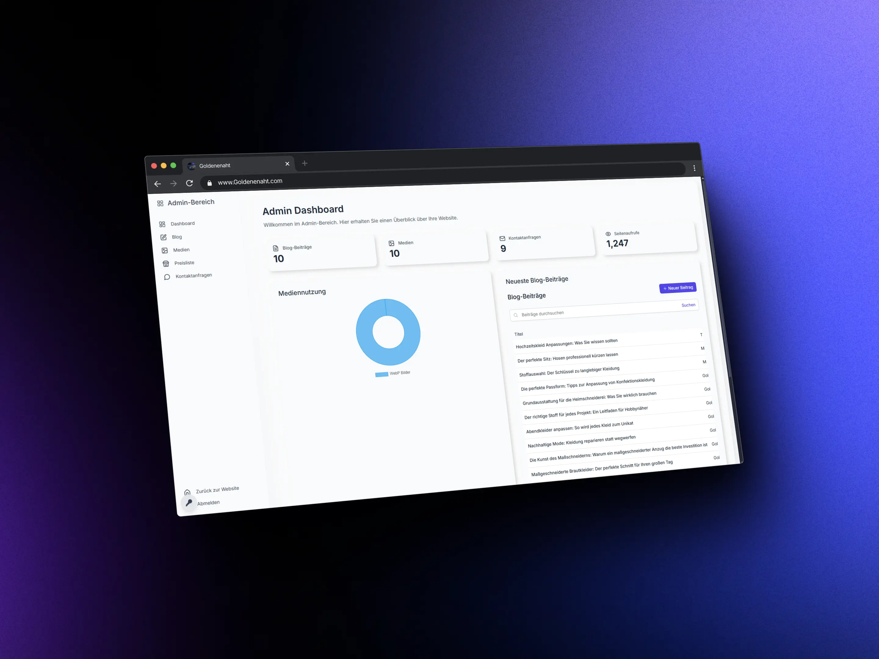 GN admin dashboard concept